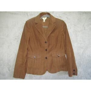 Talbots Women’s Brown Corduroy Blazer Jacket Size M Stretch 98% Cotton